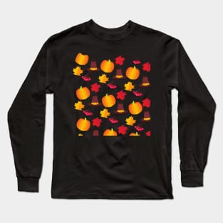 Fall Autumn Thanksgiving Pattern Design Long Sleeve T-Shirt